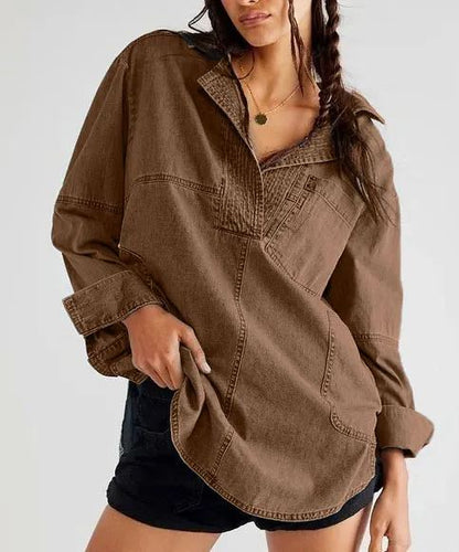 Women's Denim V-Neck Pullover Shirt (BUY 2 10% OFF)