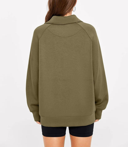 ✨Women's Half Zip Oversized Sweatshirt with Pockets