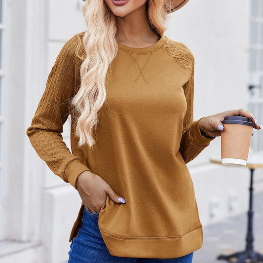 Womens  Lightweight Cable Knit Sleeve Shirts Trendy Fall Tunic Tops