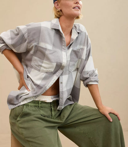 Women's Loose Flannel Casual Double Pocket Shirt