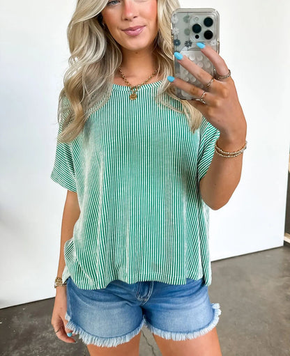 Hot Sale Two Tone Rib Knit Oversized Top