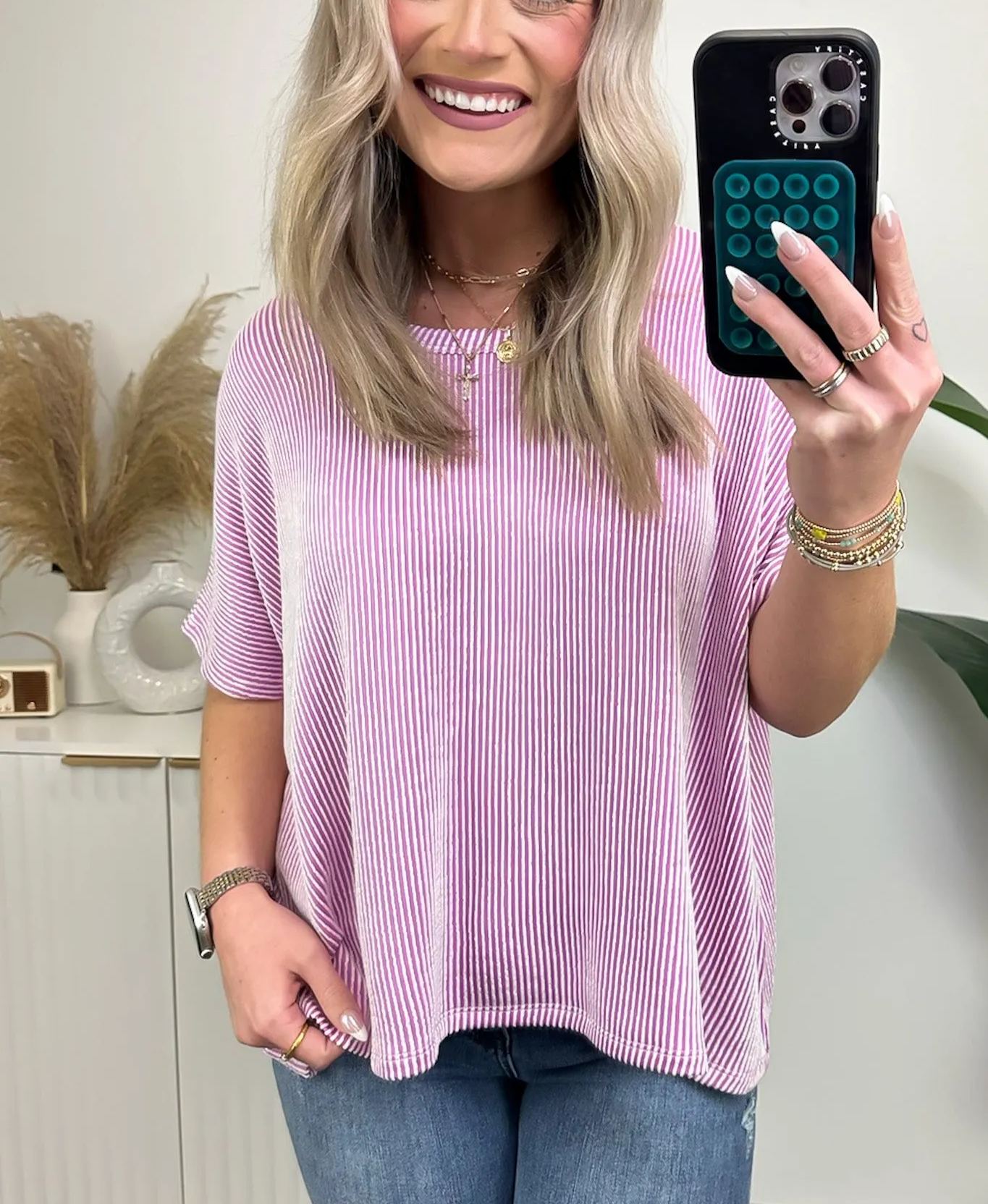 Hot Sale Two Tone Rib Knit Oversized Top