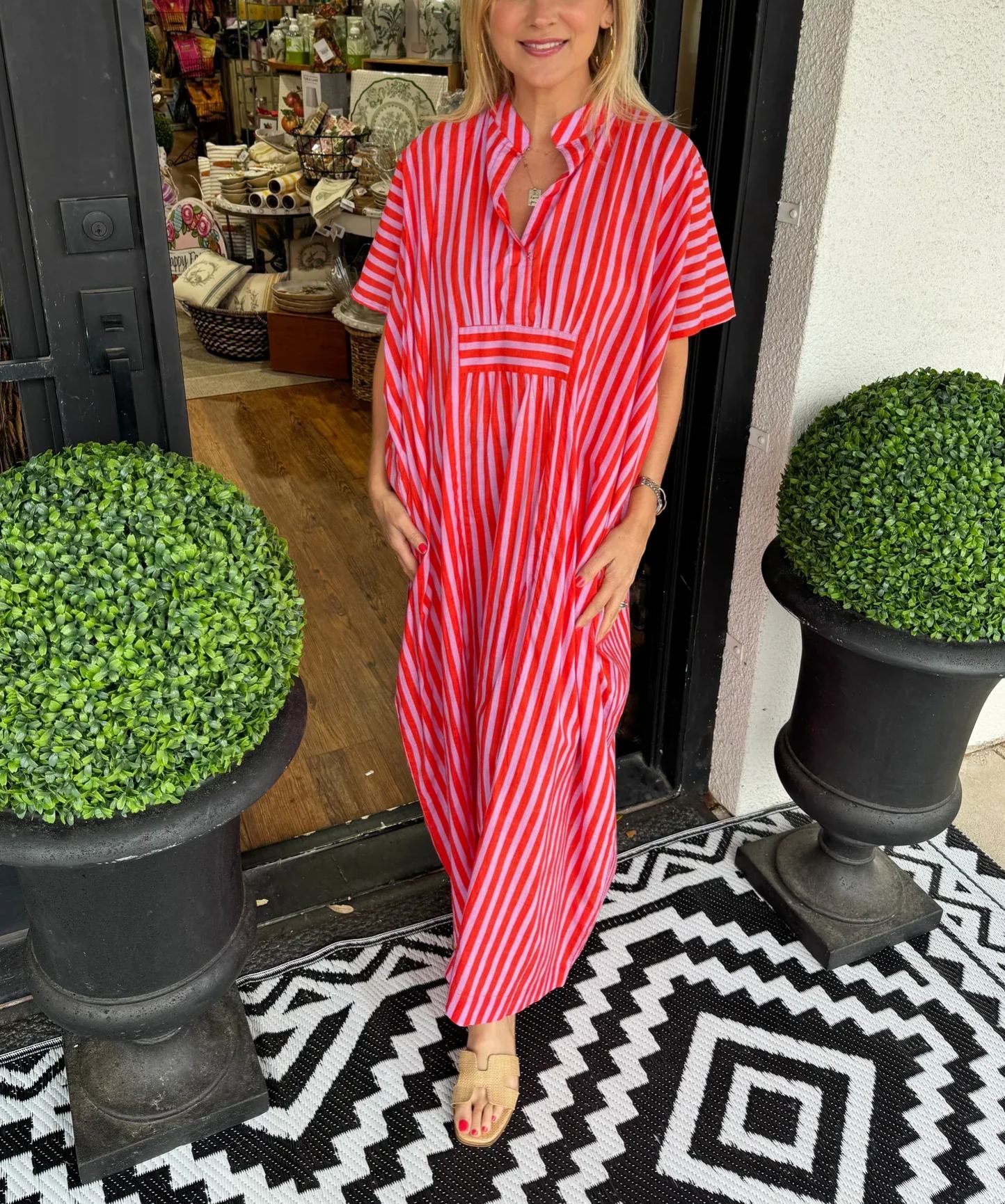 ✨Women's V Neck Striped Shirt Dress