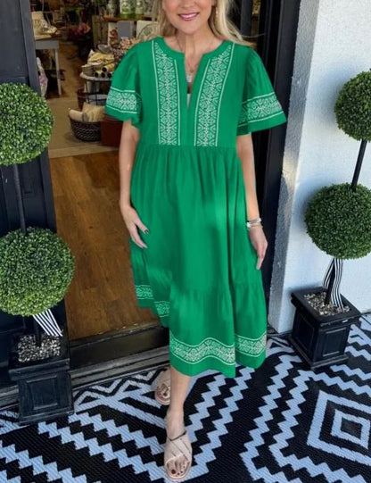 ✨2025 V-Neck layered Boho Maxi Dress With Pockets