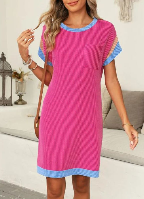 ✨Women‘s Casual Color Block Textured Dress