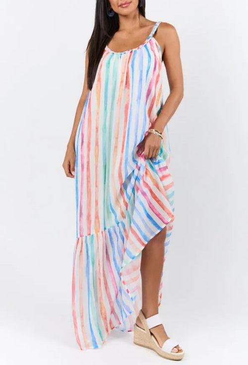 ✨Painting The Sky Multi Watercolor Chiffon Maxi Dress SALE