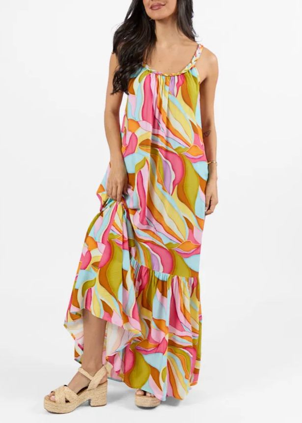 ✨Painting The Sky Multi Watercolor Chiffon Maxi Dress SALE