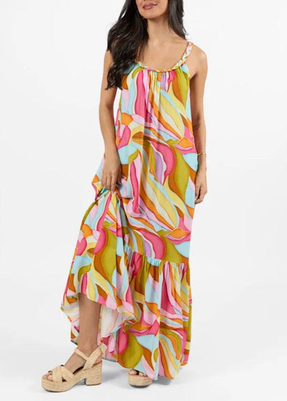 ✨Painting The Sky Multi Watercolor Chiffon Maxi Dress SALE