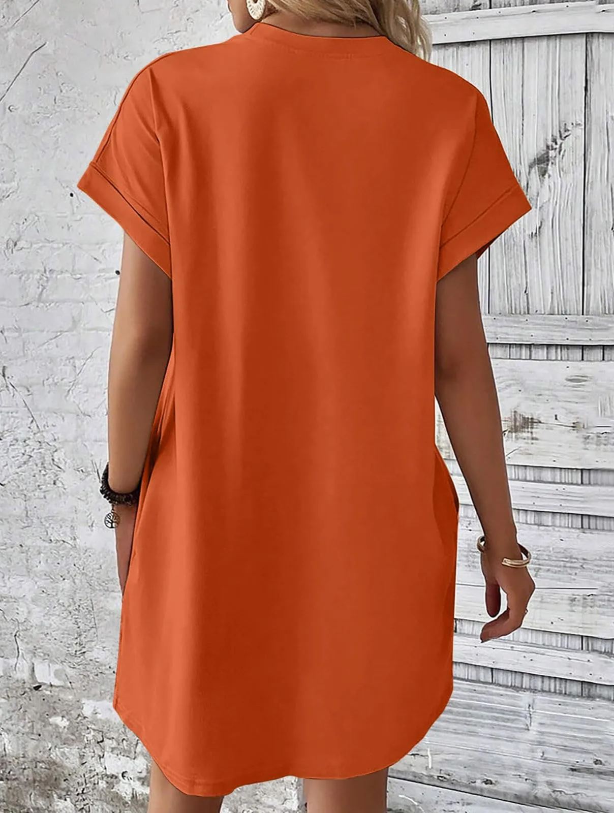 Women's Casual Short Sleeve T-Shirt Dress with Pockets