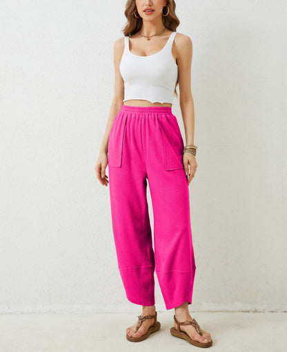 ⏰Hot Sale-Womens Elastic Waisted Loose Palazzo Harem Pants with Pockets