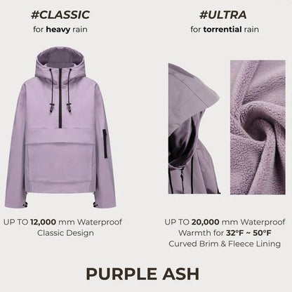 ⏰Hot Sale-Fleece-lined Waterproof Raincoat Hoodie With Kangaroo Pocket