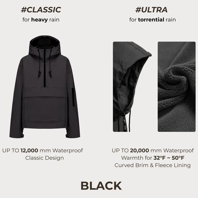 ⏰Hot Sale-Fleece-lined Waterproof Raincoat Hoodie With Kangaroo Pocket