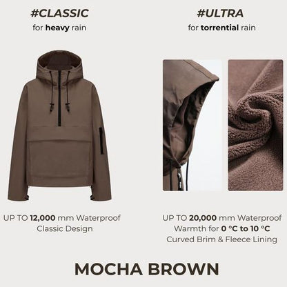 ⏰Hot Sale-Fleece-lined Waterproof Raincoat Hoodie With Kangaroo Pocket