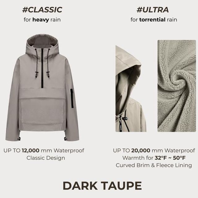 ⏰Hot Sale-Fleece-lined Waterproof Raincoat Hoodie With Kangaroo Pocket