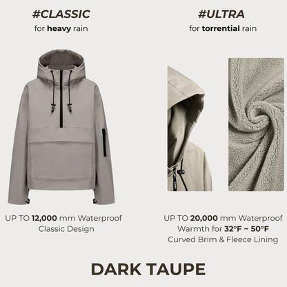 ⏰Hot Sale-Fleece-lined Waterproof Raincoat Hoodie With Kangaroo Pocket