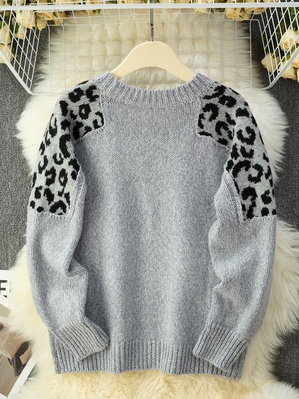 Women's Leopard Print Patchwork Sweater
