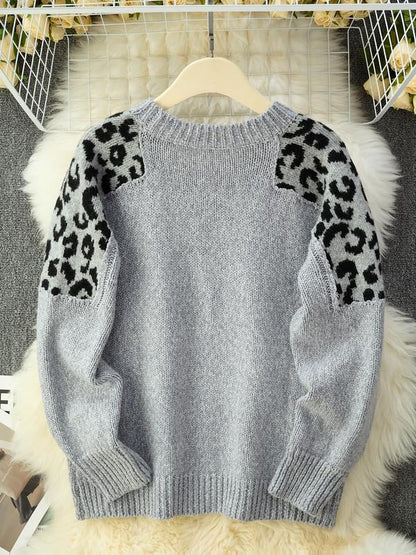 Women's Leopard Print Patchwork Sweater