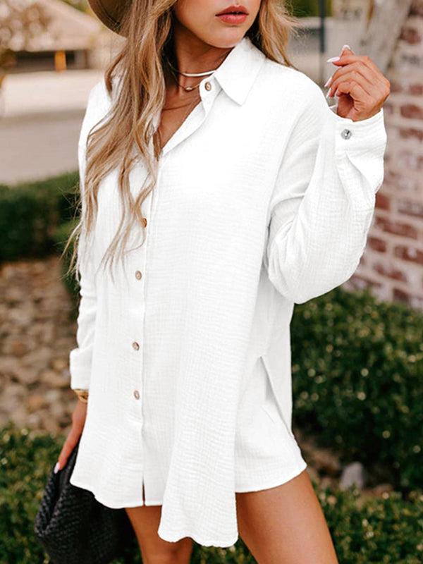 Womens Long Sleeve Gauze Shirt & Shorts Set
