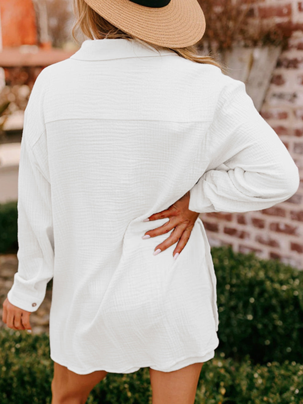 Womens Long Sleeve Gauze Shirt & Shorts Set