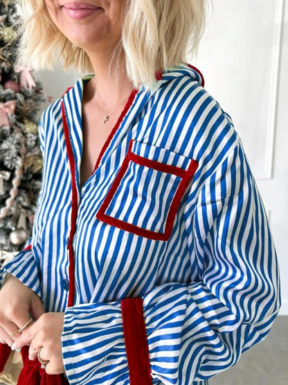 Women's Christmas Striped Pajama Set