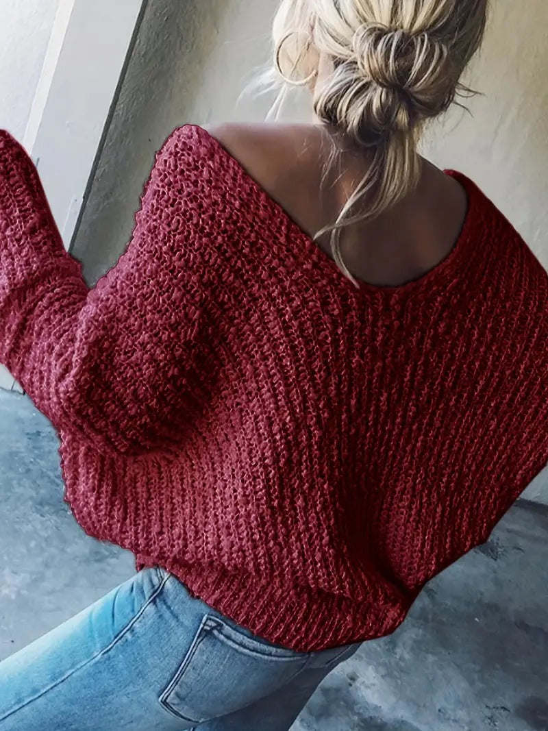 ⏰Hot Sale-Women's Off-the-Shoulder Sweater Loose Lightweight Pullover Top