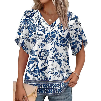 ✨Women's Summer Short Petal Sleeve Fashion V Neck Outfits Tops