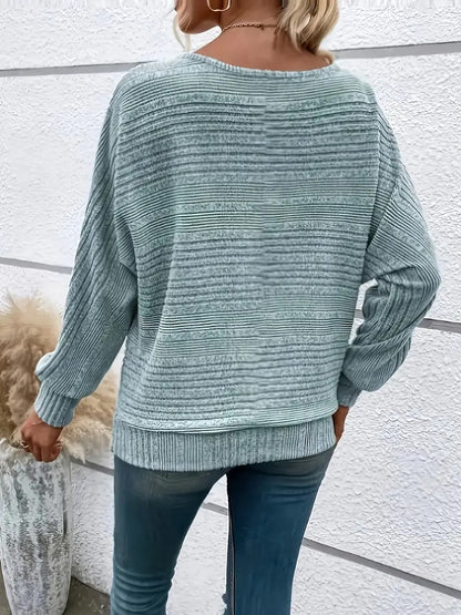 ✨Women's Soft Solid Batwing Sleeve Pullover Long Sleeve Top
