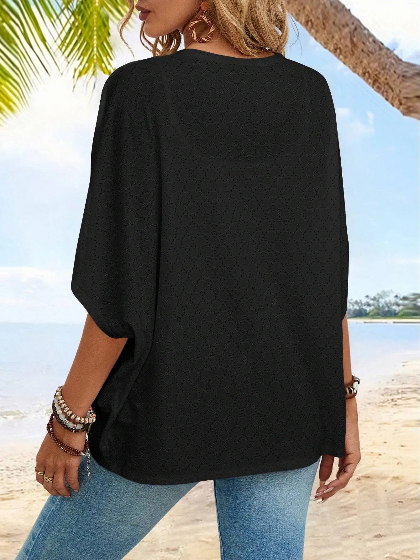 HOT SALE Women's Casual Lightweight Half Sleeve Hollow Cardigan