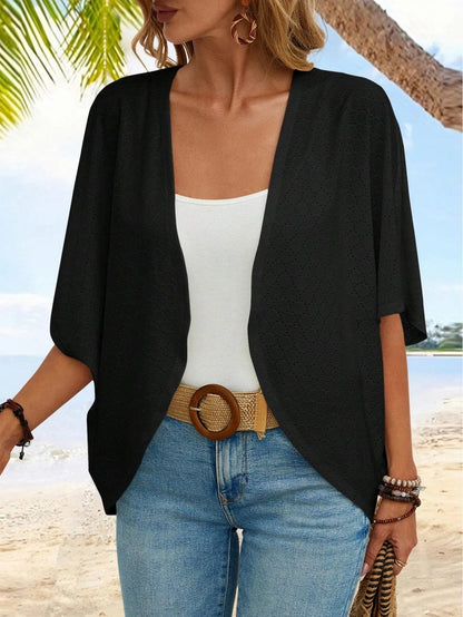 HOT SALE Women's Casual Lightweight Half Sleeve Hollow Cardigan