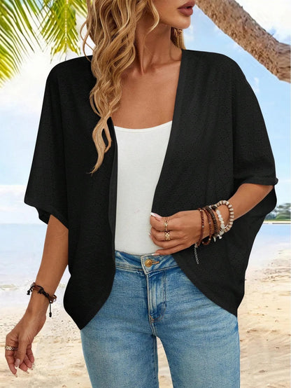HOT SALE Women's Casual Lightweight Half Sleeve Hollow Cardigan