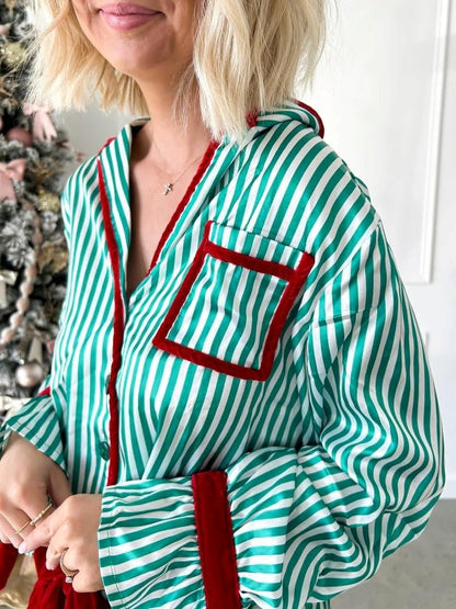 Women's Christmas Striped Pajama Set