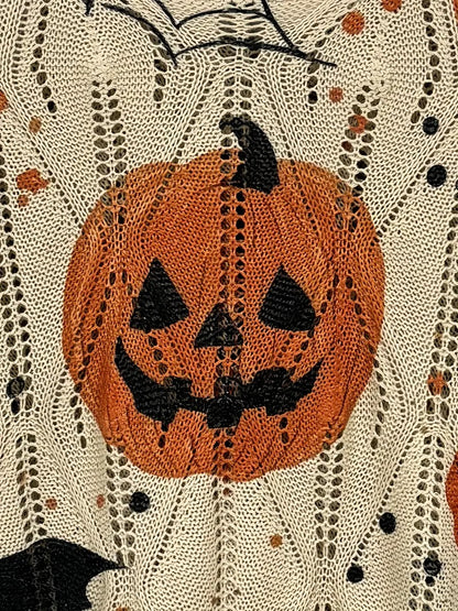 ⏰Hot Sale-Halloween Crew Neck Pumpkin Loose Fit Long Sleeve Cutout Sweater