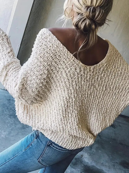 ⏰Hot Sale-Women's Off-the-Shoulder Sweater Loose Lightweight Pullover Top