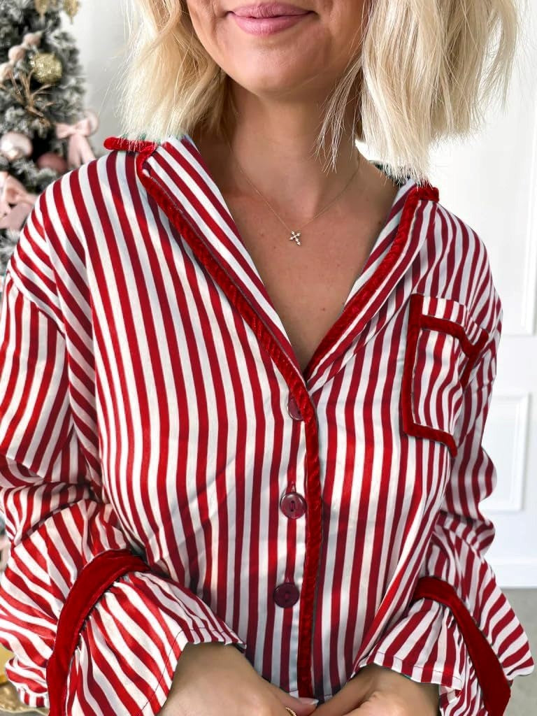 Women's Christmas Striped Pajama Set