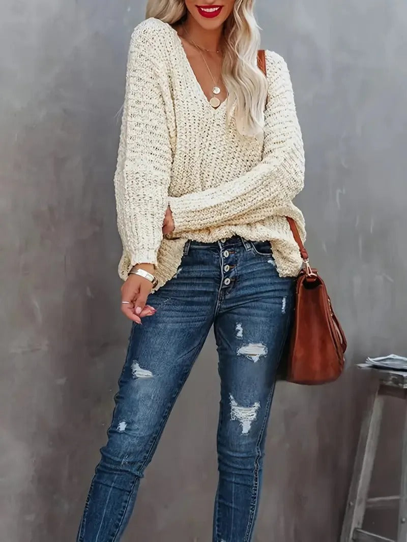 ⏰Hot Sale-Women's Off-the-Shoulder Sweater Loose Lightweight Pullover Top