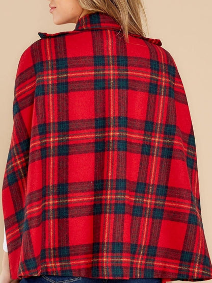 Women's Plaid Winter Cape Coat
