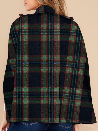 Women's Plaid Winter Cape Coat