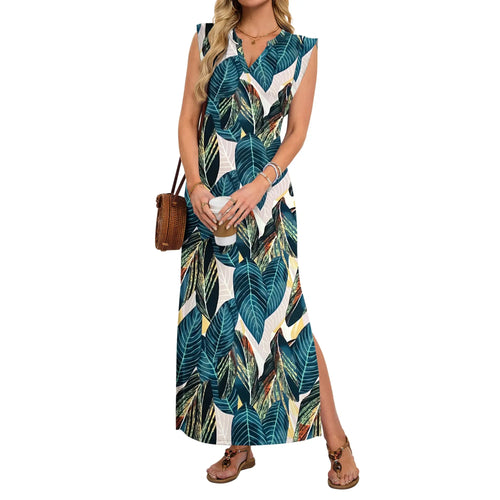 ⏰Hot Sale-Women's Sleeveless V Neck Split Maxi Dress