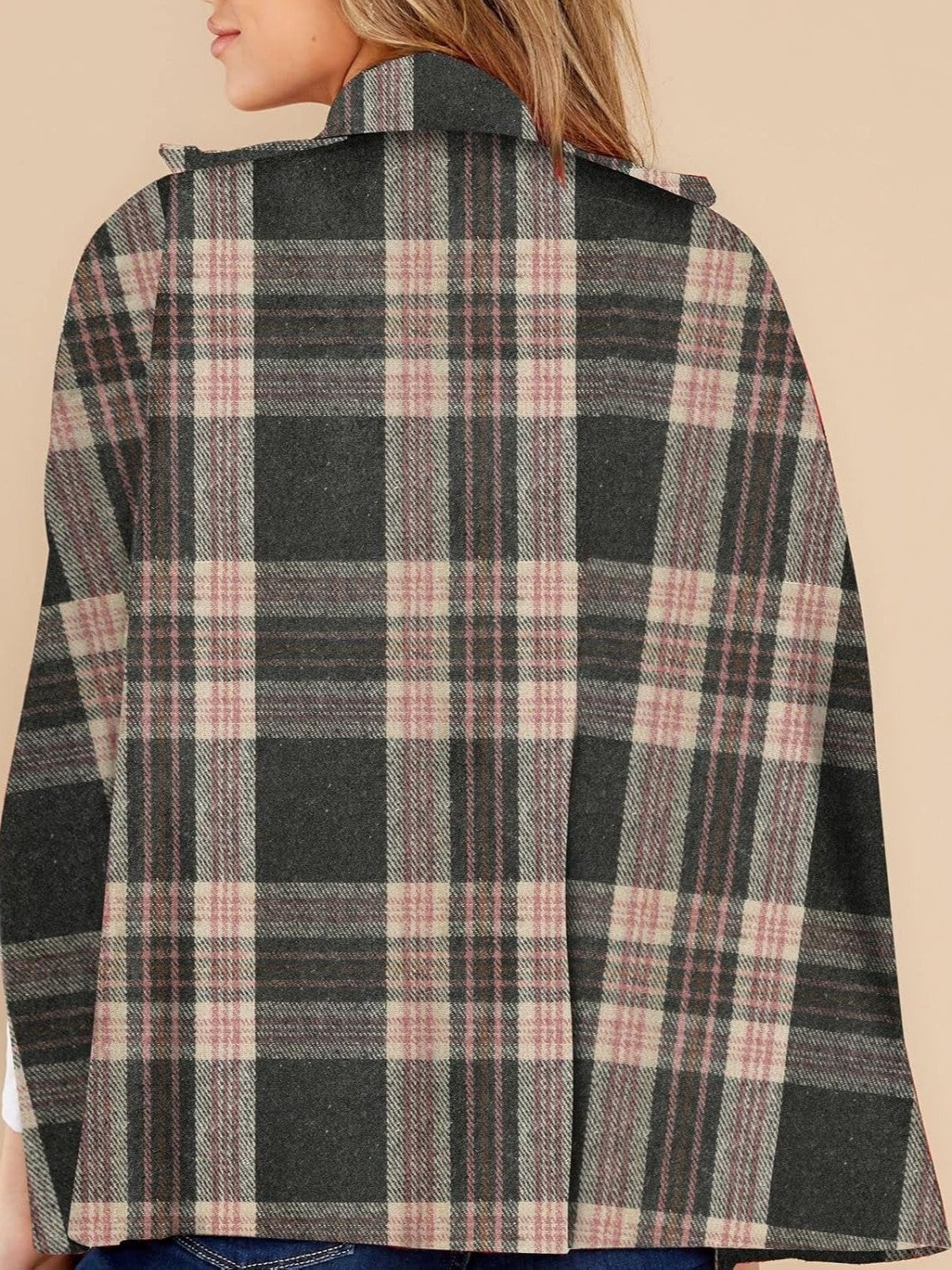 Women's Plaid Winter Cape Coat