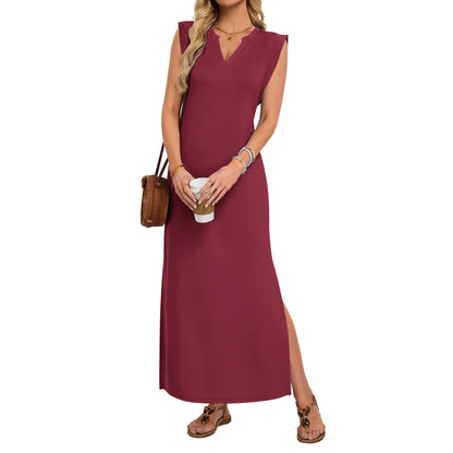 ⏰Hot Sale-Women's Sleeveless V Neck Split Maxi Dress