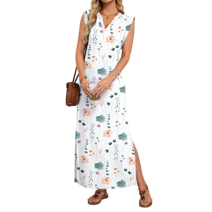 ⏰Hot Sale-Women's Sleeveless V Neck Split Maxi Dress