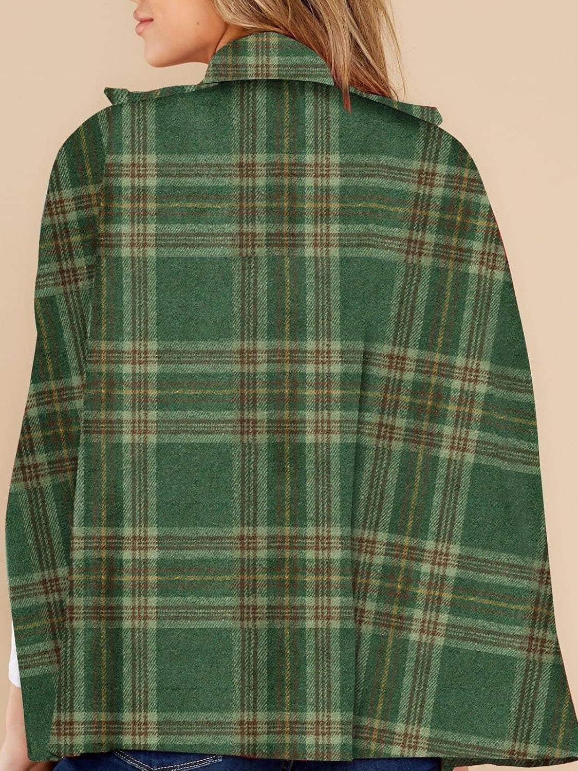 Women's Plaid Winter Cape Coat