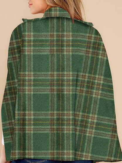 Women's Plaid Winter Cape Coat