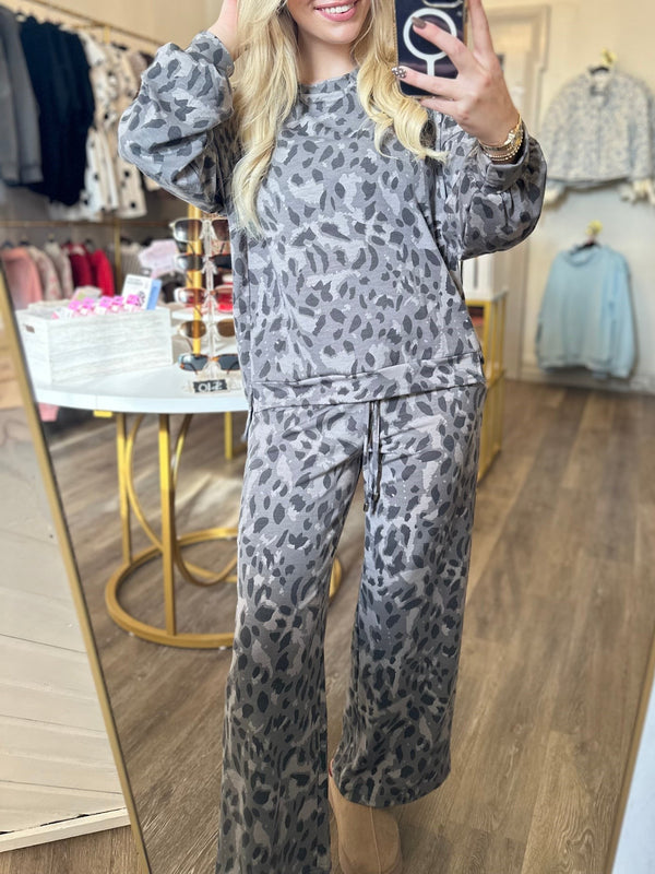 Women's Cozy Leopard Print Two - Piece Set
