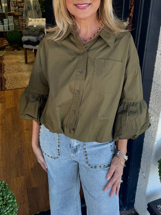 Women's Oversized Puff-Sleeve Shirt