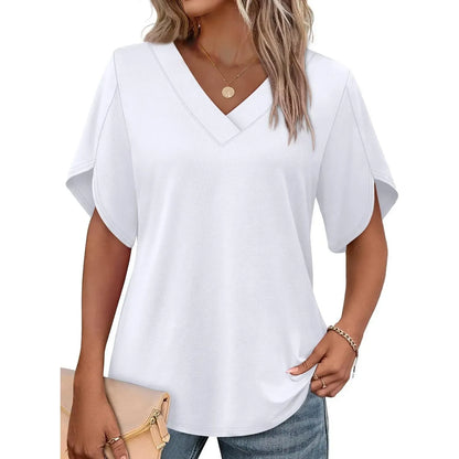 ✨Women's Summer Short Petal Sleeve Fashion V Neck Outfits Tops