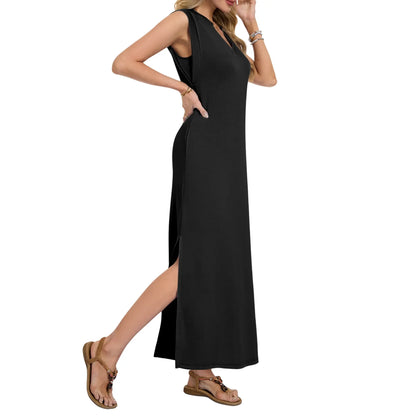 ⏰Hot Sale-Women's Sleeveless V Neck Split Maxi Dress