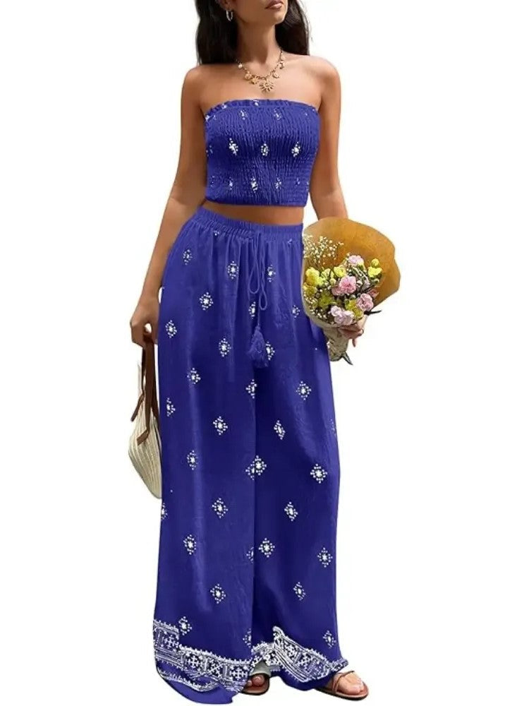 Bohemian Vacation Strapless Tube Top Matching Set
