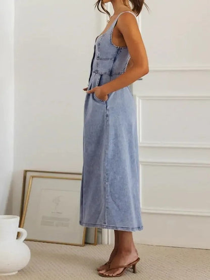 Women's Sweetheart Denim Midi Dress