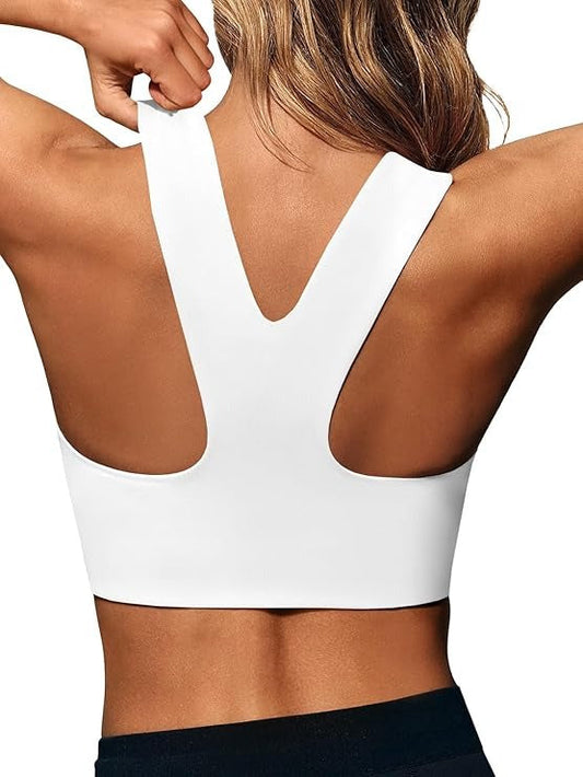 Womens Buttery Soft Square Neck Sports Bras Longline Yoga Workout Running Crop Tops